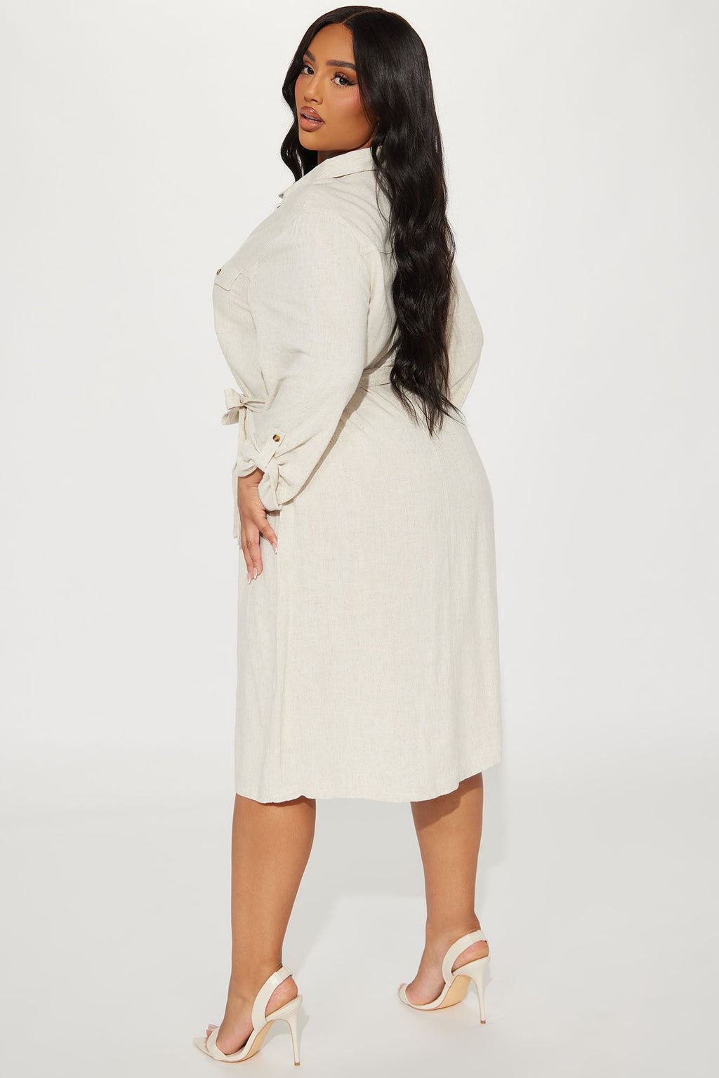 Heidi Linen Midi Dress - Beige