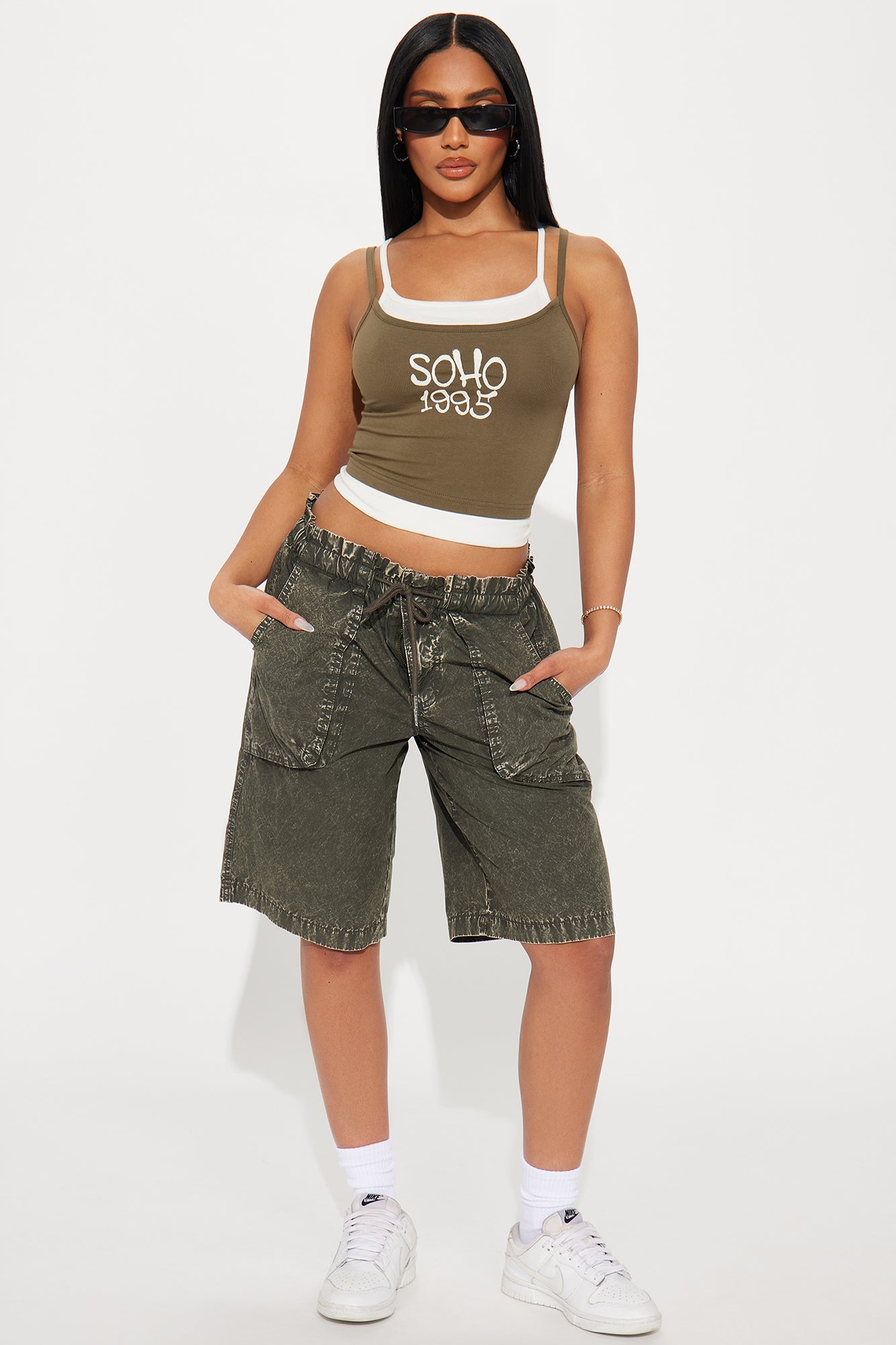 Soho Double Layered Top - Olive/combo