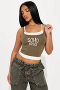 Soho Double Layered Top - Olive/combo
