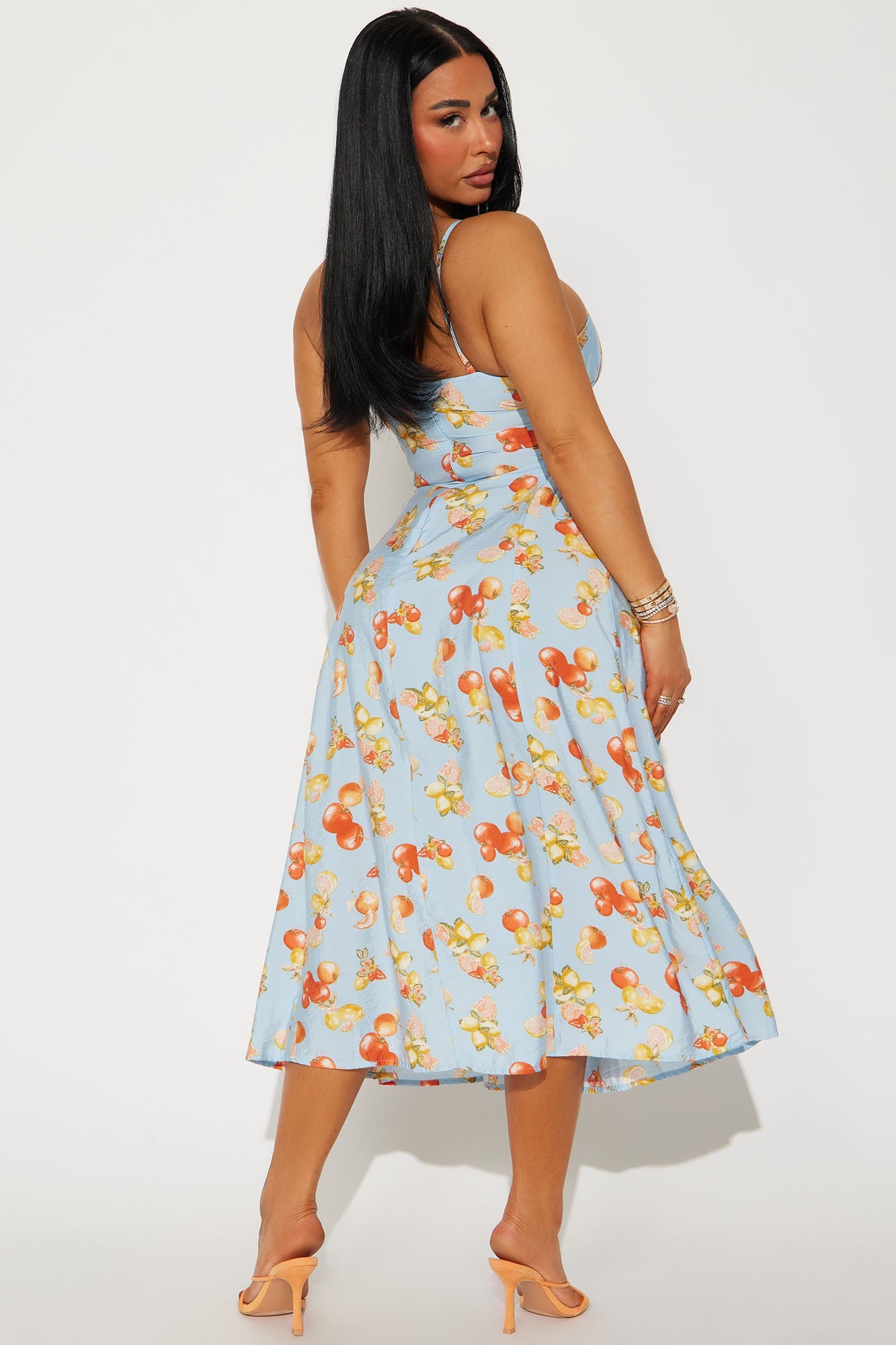 Jackie Lace Up Midi Dress - Blue/combo