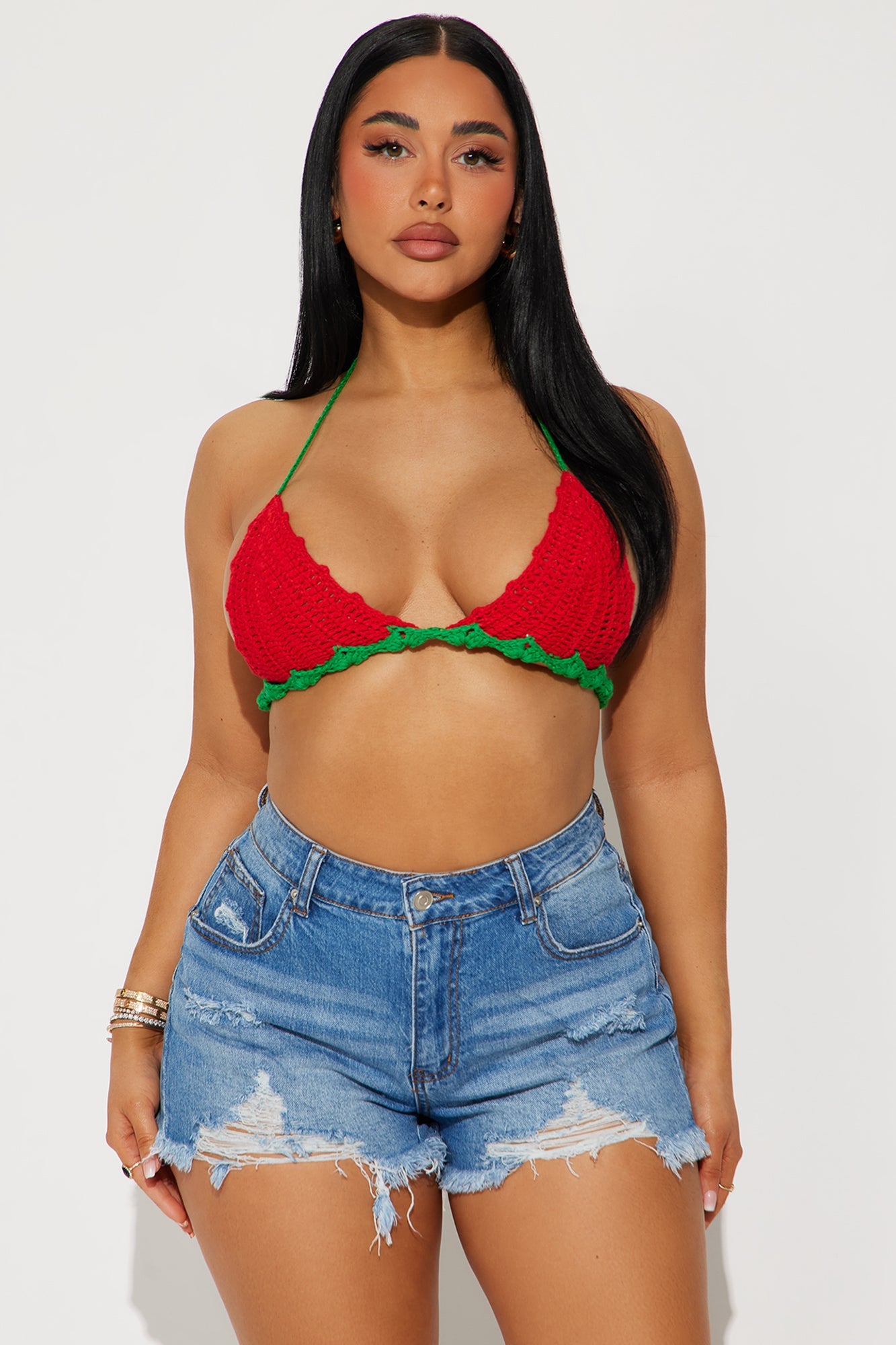 Sweet Strawberries Crochet Bra Top - Red