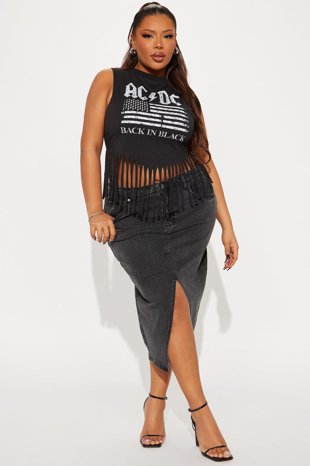 Anna Denim Midi Skirt - Black Wash