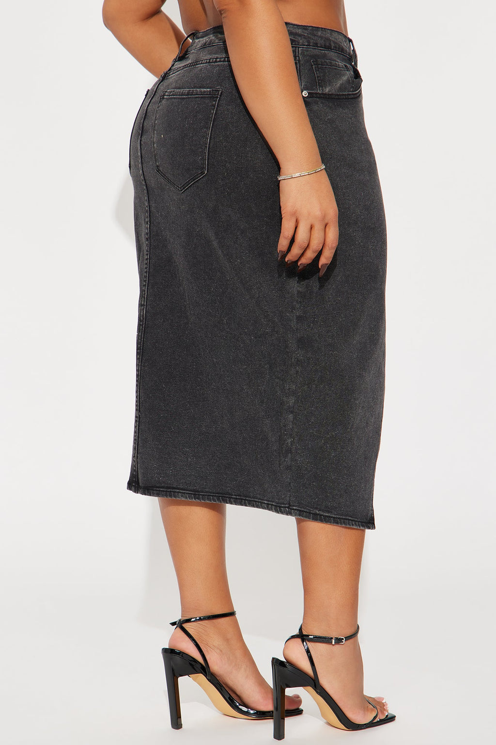 Anna Denim Midi Skirt - Black Wash