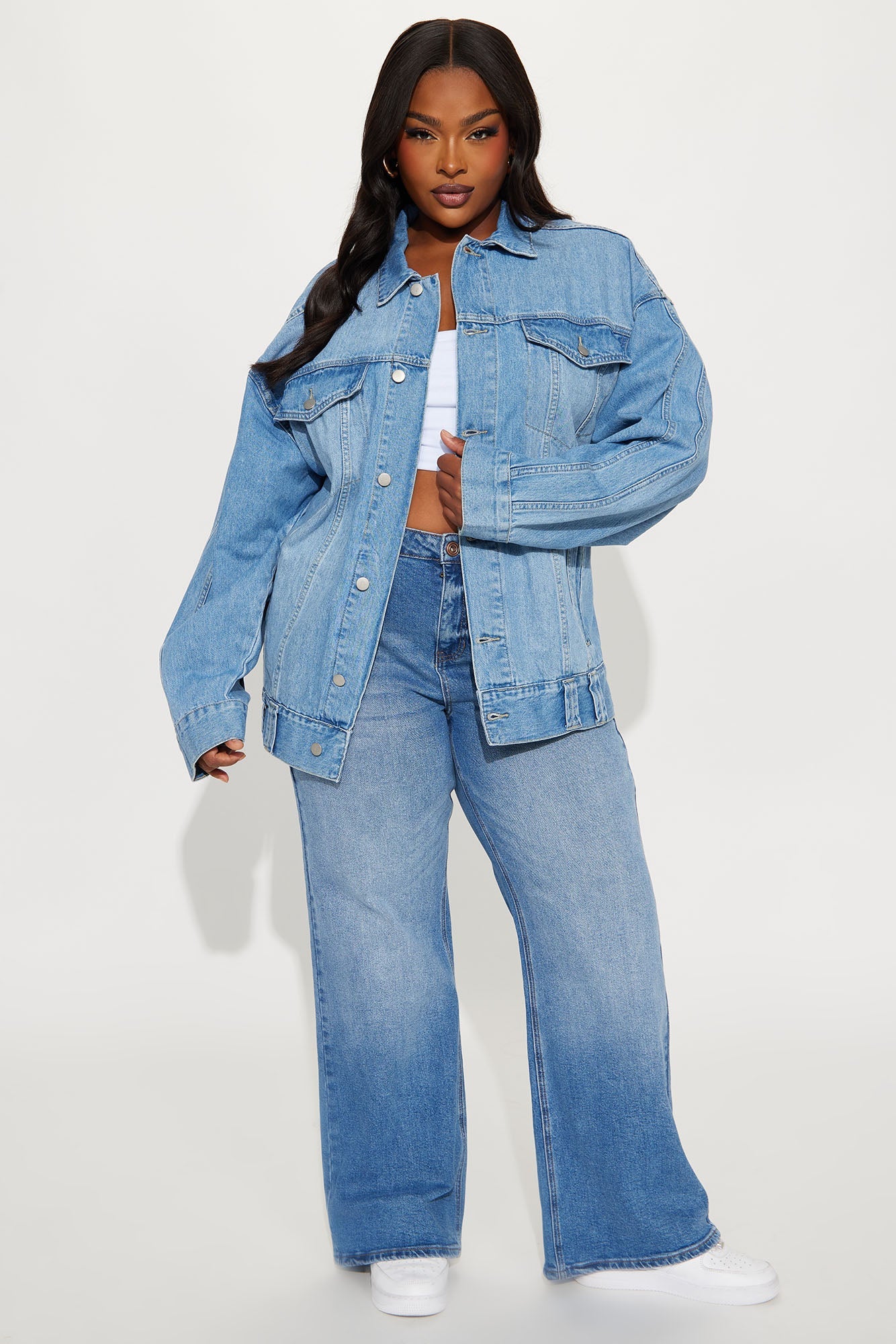 Maliyah Oversized Denim Jacket - Medium Wash