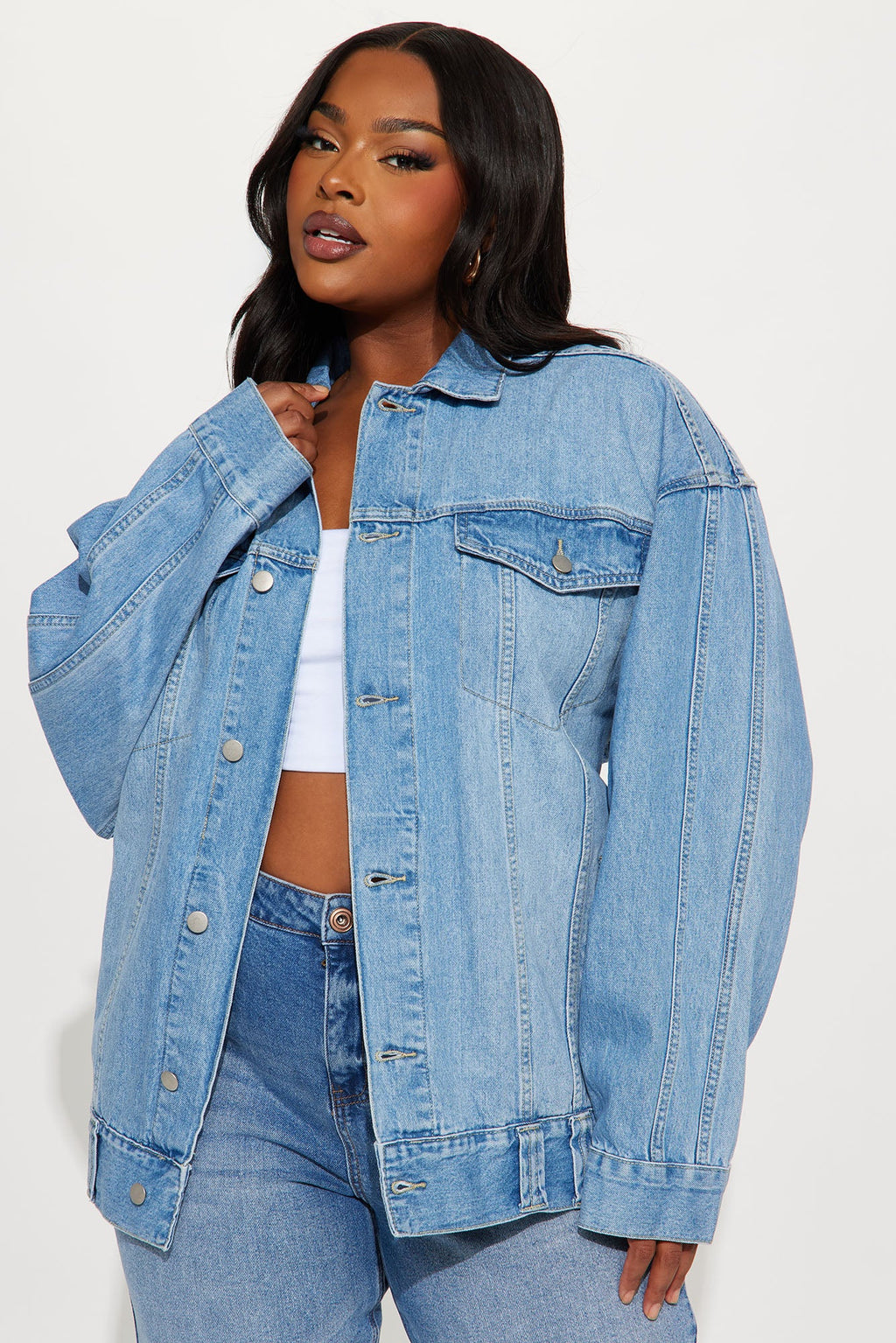 Maliyah Oversized Denim Jacket - Medium Wash