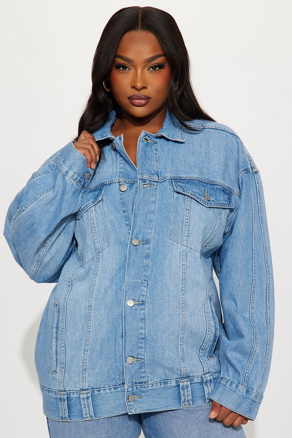 Maliyah Oversized Denim Jacket - Medium Wash