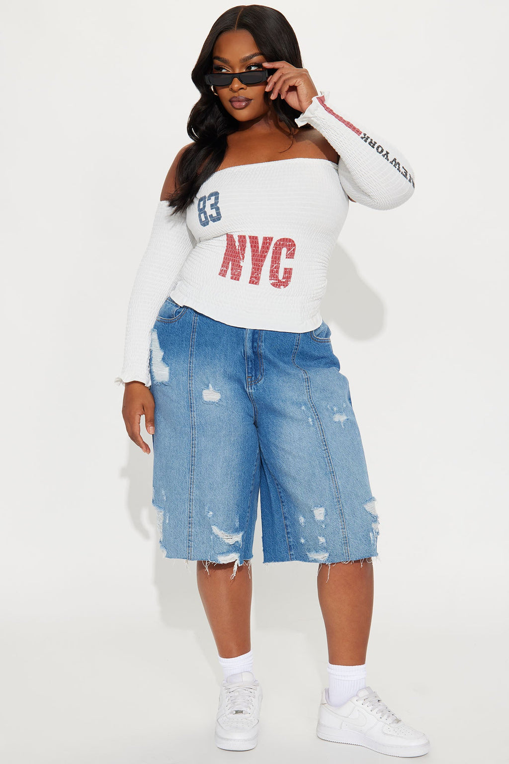 Back In Time Ripped Non Stretch Denim Jorts - Dark Wash