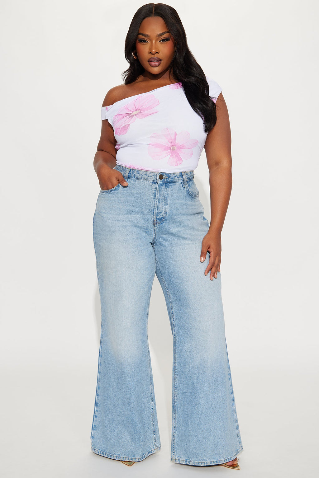 Sabrina Mesh Off Shoulder Bodysuit - White/combo