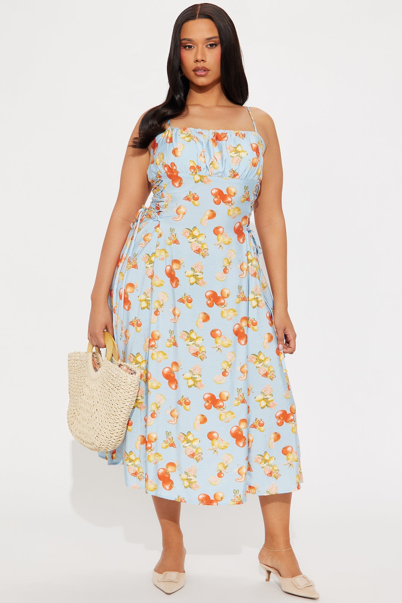 Jackie Lace Up Midi Dress - Blue/combo