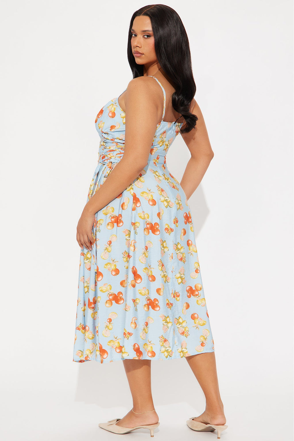 Jackie Lace Up Midi Dress - Blue/combo