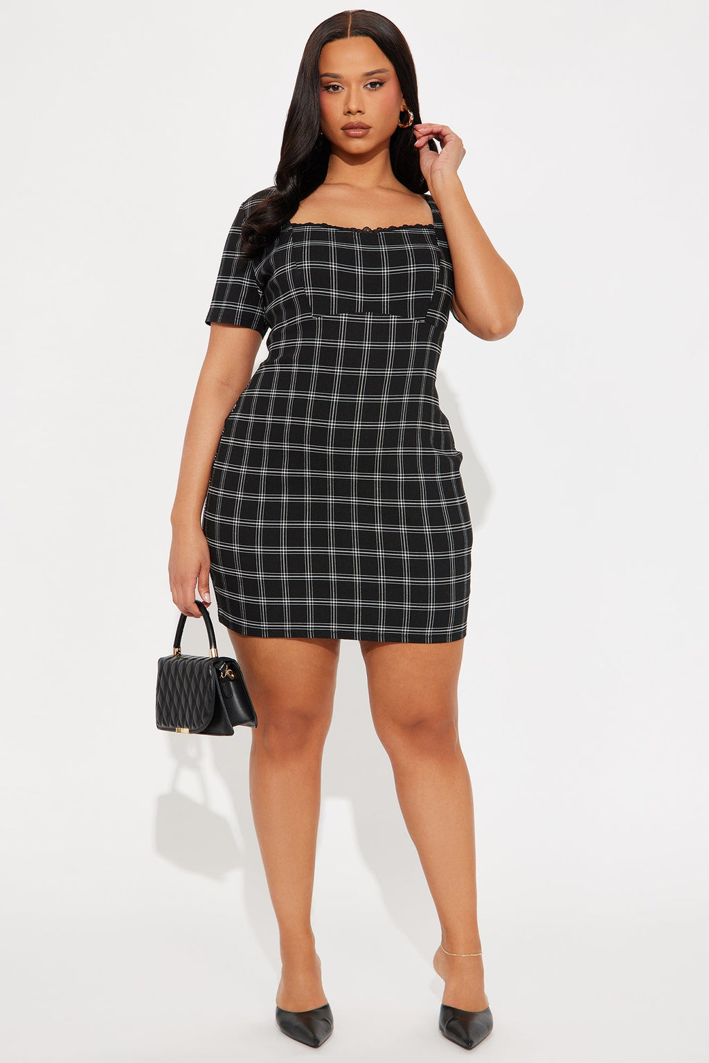 Harriet Plaid Mini Dress - Black