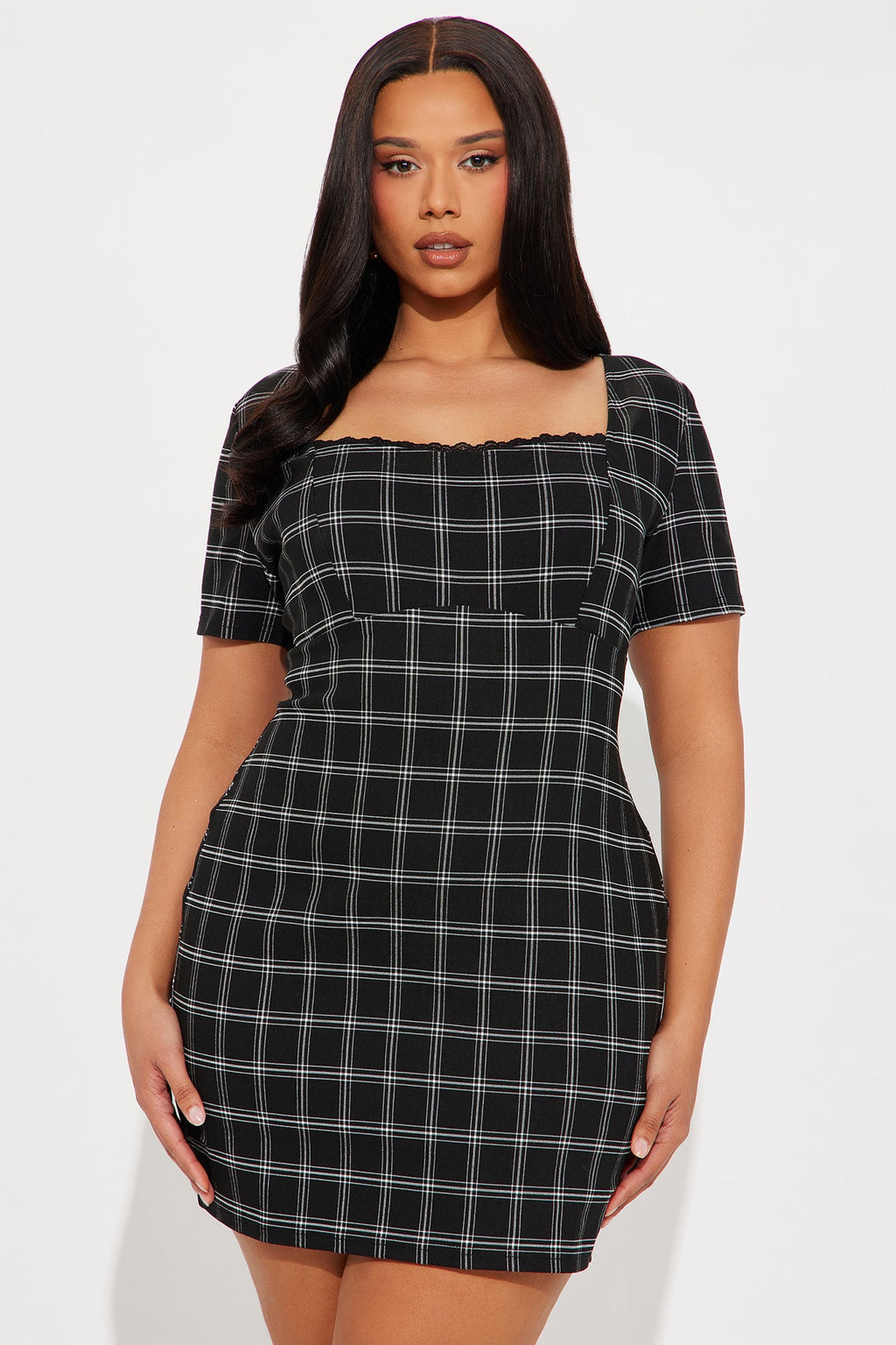 Harriet Plaid Mini Dress - Black