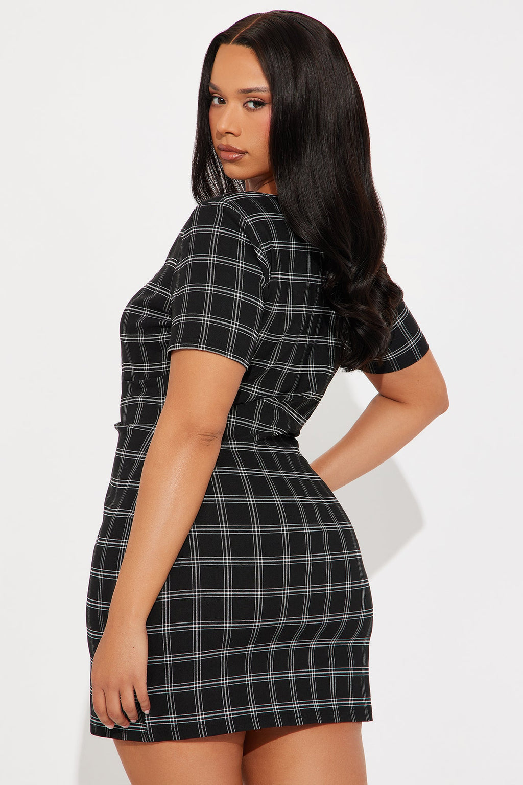 Harriet Plaid Mini Dress - Black
