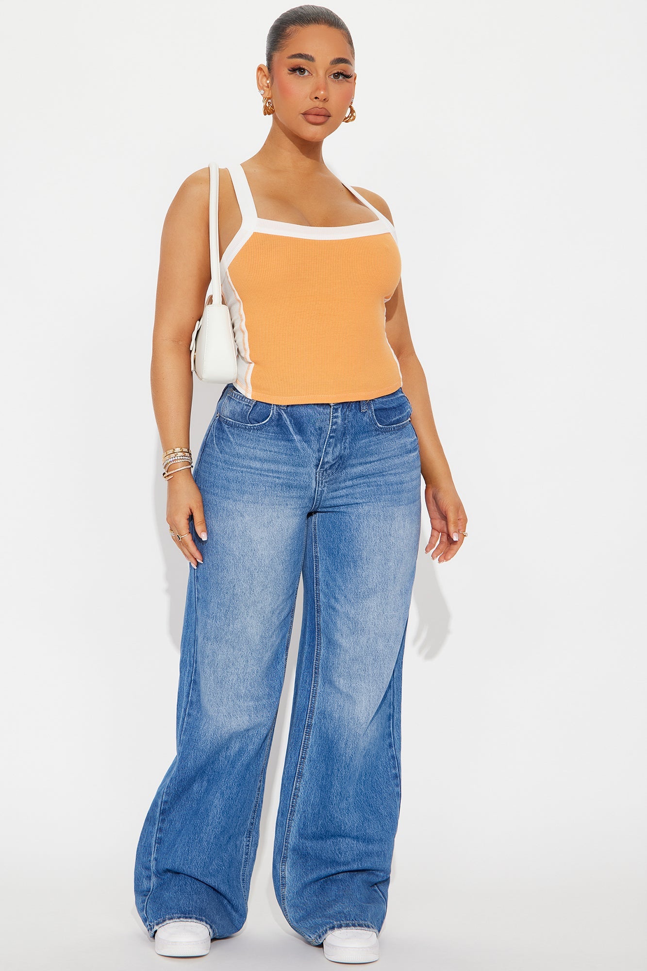 Tia Colorblock Tank Top - Orange/combo