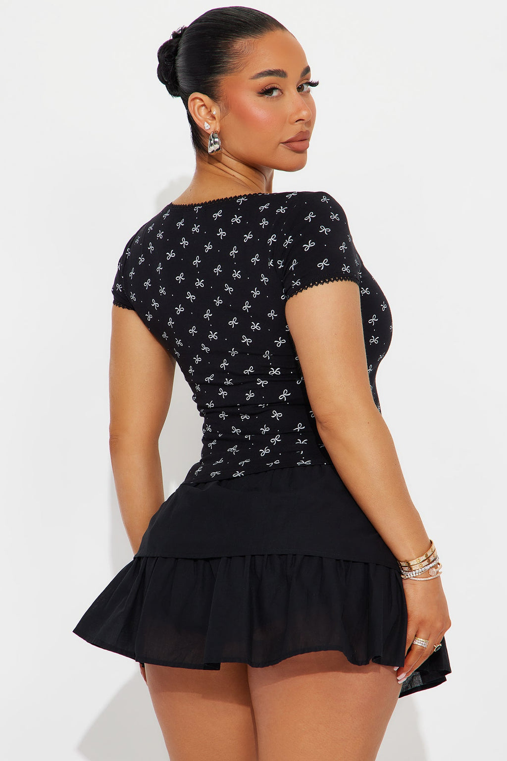 Rising Florals Baby Tee - Black/combo