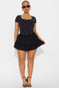 Tatiana Ruffle Cotton Skort - Black