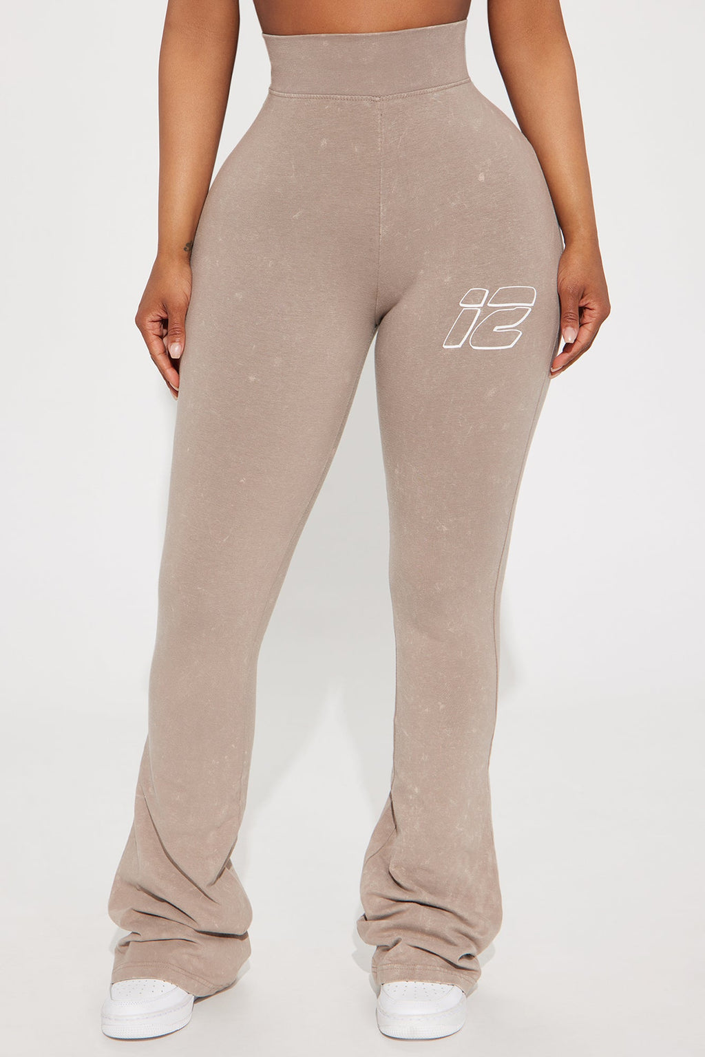 Stay Sporty Washed Wide Leg Pant - Taupe/combo
