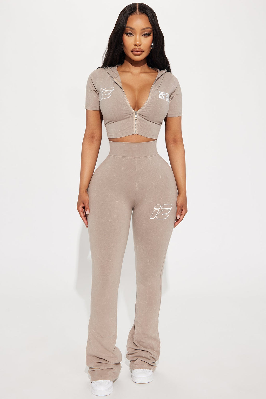 Stay Sporty Washed Hoodie - Taupe/combo