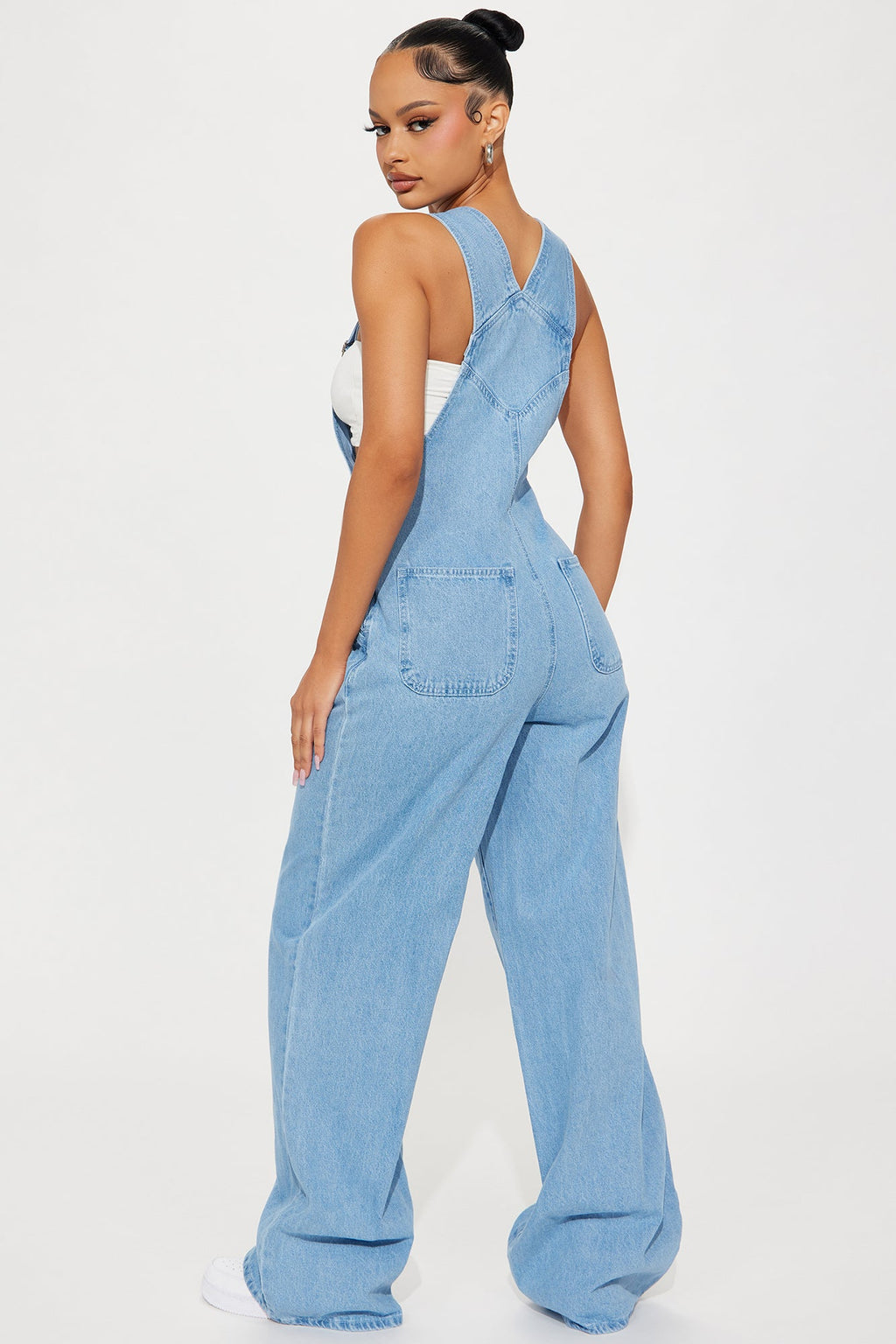 Matching My Energy Wide Leg Overalls - Medium Wash