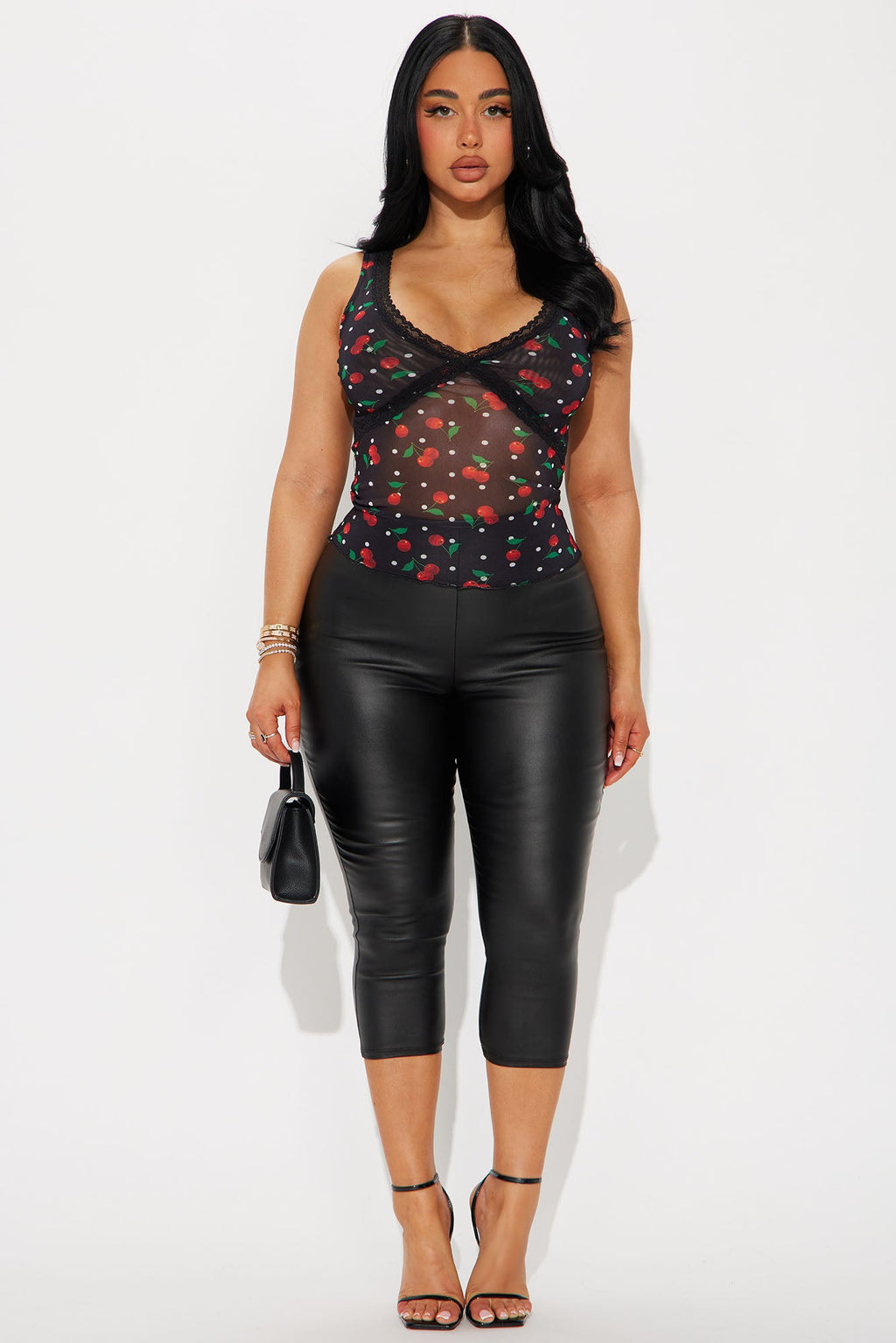 Cherry Dot Girly Top - Black/combo