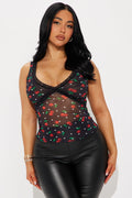 Cherry Dot Girly Top - Black/combo