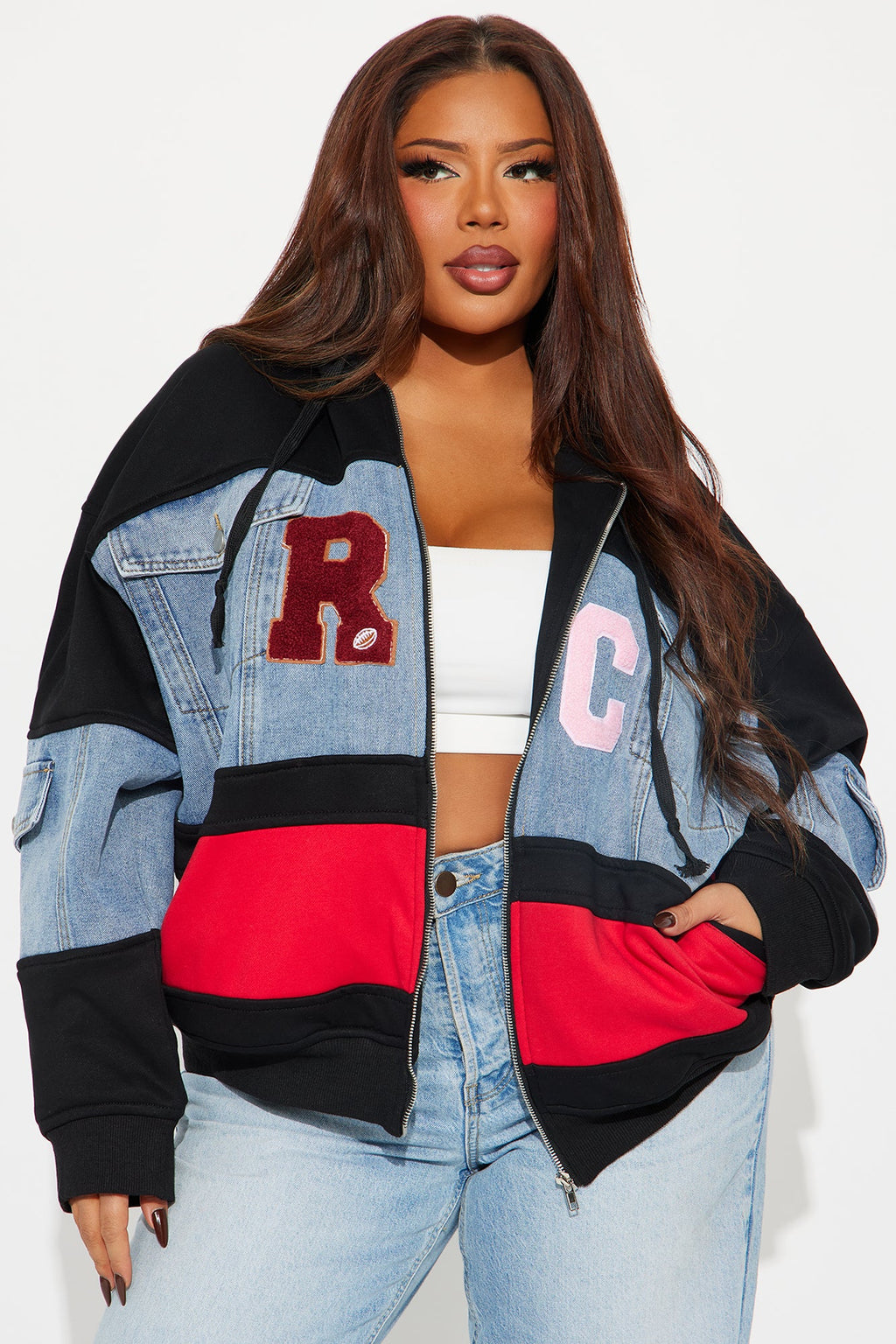 Street Smart Mix Media Jacket - Black/combo