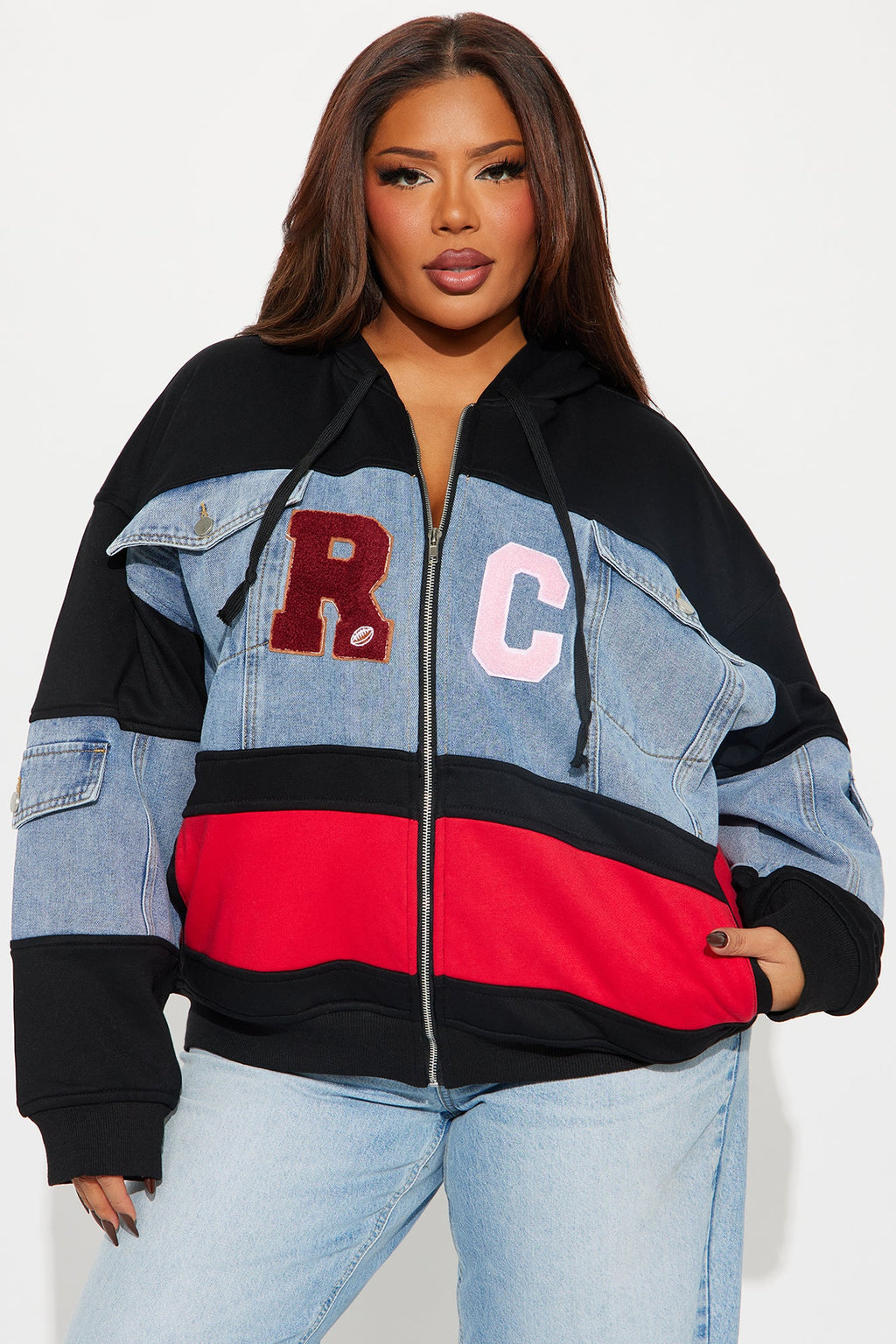 Street Smart Mix Media Jacket - Black/combo