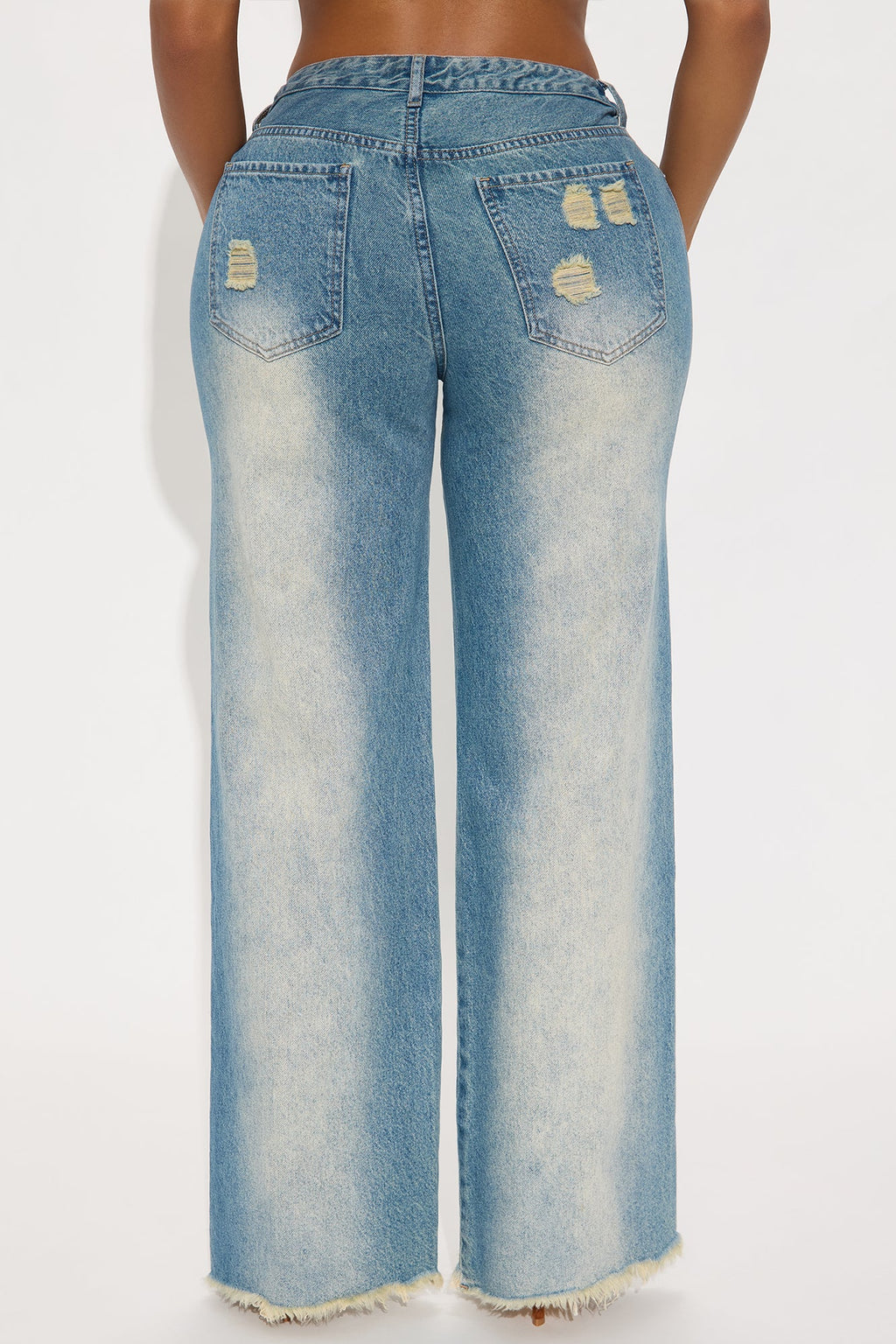 Big Deal Non Stretch Destructed Wide Leg Jeans - Vintage Wash