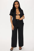 Turning Heads Airflow Wide Leg Trouser - Black