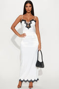 Juliana Lace Satin Maxi Dress - White/combo