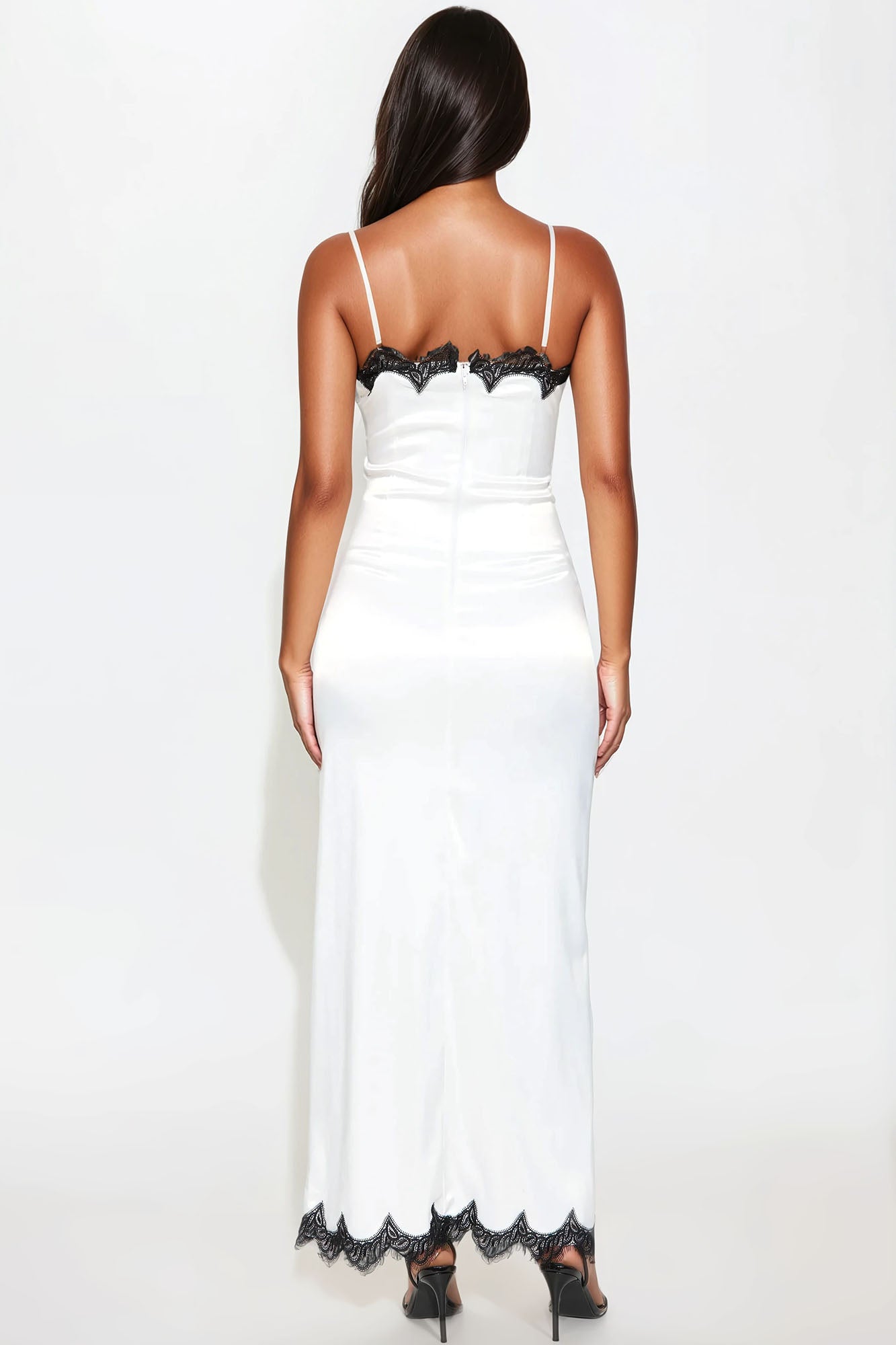 Juliana Lace Satin Maxi Dress - White/combo