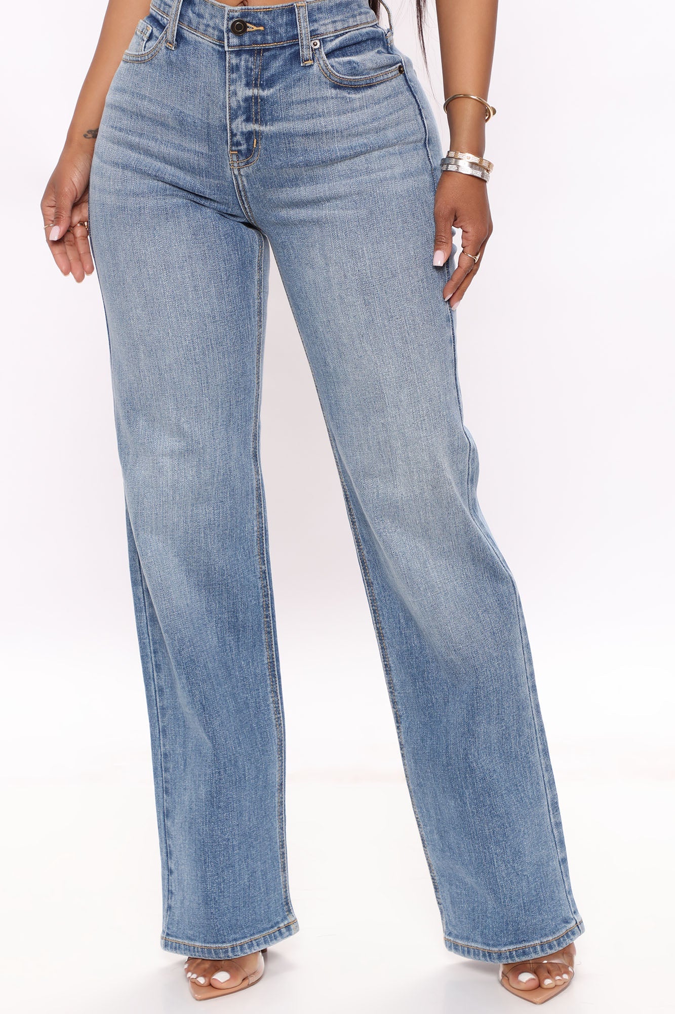 Be Authentic Slouchy Stretch Straight Leg Jeans - Medium Blue Wash