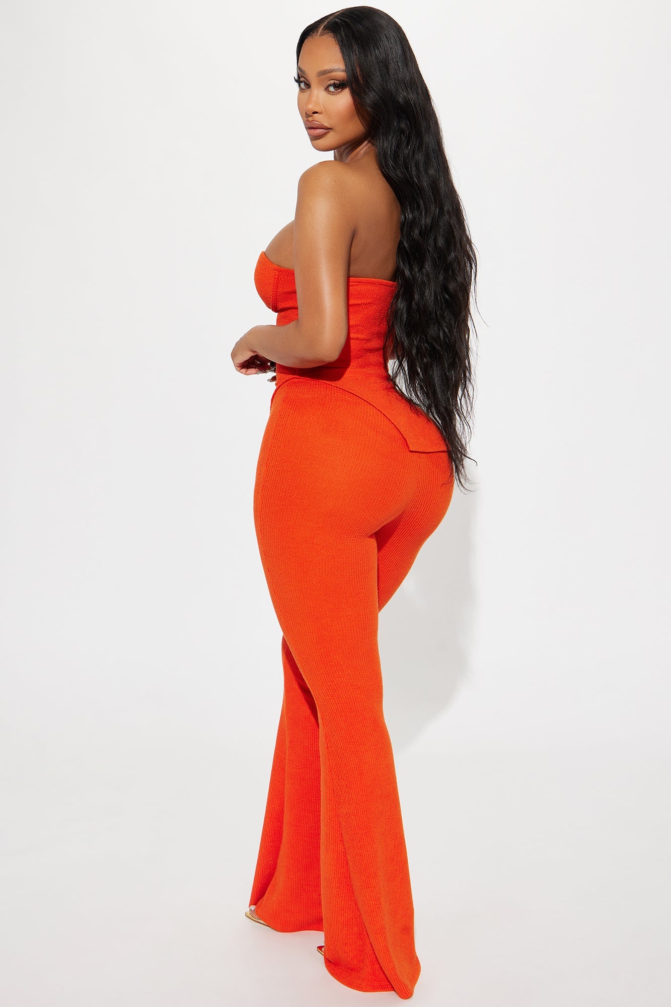 Call My Name Ribbed Pant Set - Orange