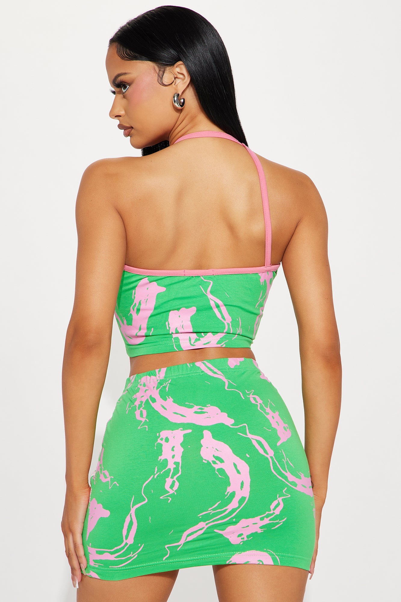 Endless Waves Skirt Set - Green/combo