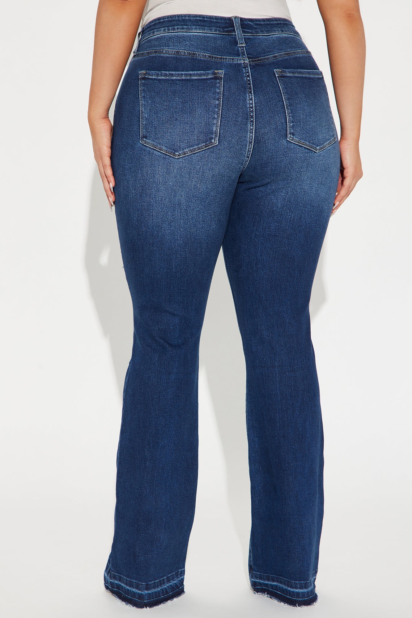 Take No Chances Ripped Stretch Flare Jeans - Dark Wash