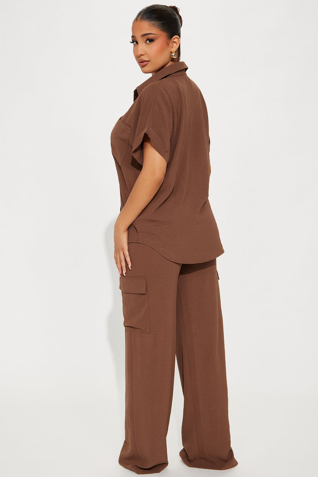 Caroline Cargo Pant Set - Chocolate