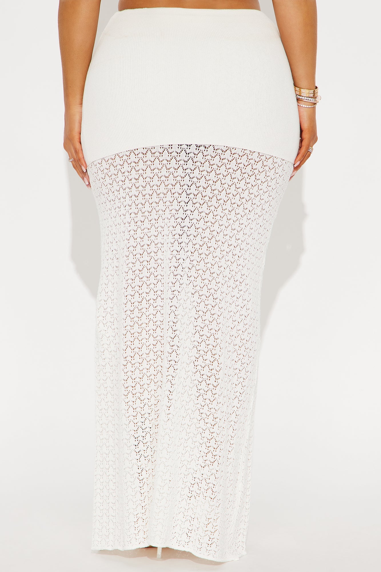 Island Sunsets Crotchet Maxi Skirt - White
