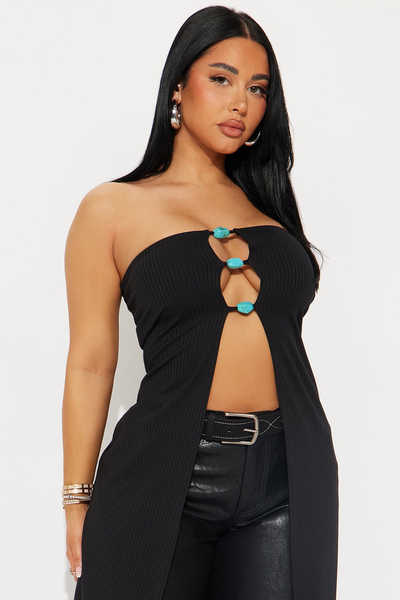 Tranquility Ribbed Strapless Maxi Top - Black