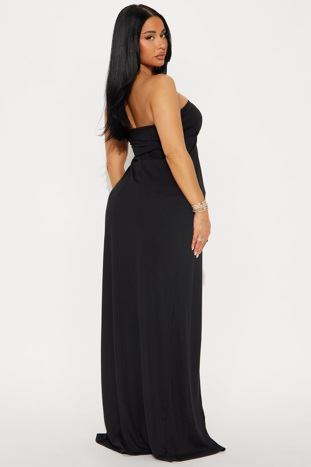 Tranquility Ribbed Strapless Maxi Top - Black