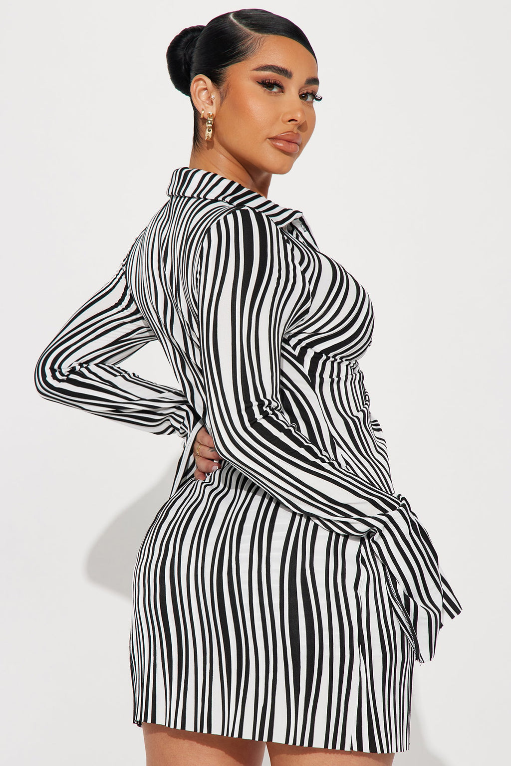Dizzy You Up Striped Skirt Set - White/Black