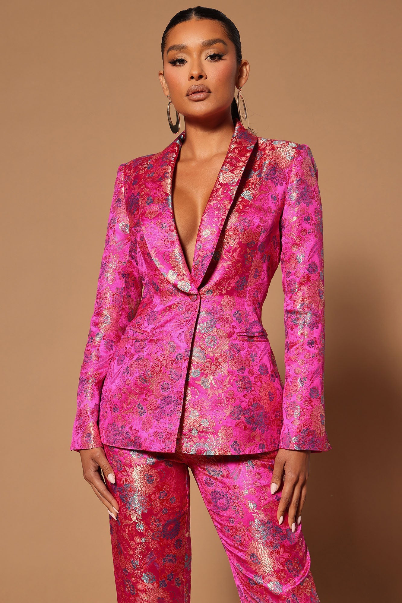 Pretty In Pink Embroidered Suit Set - Fuchsia