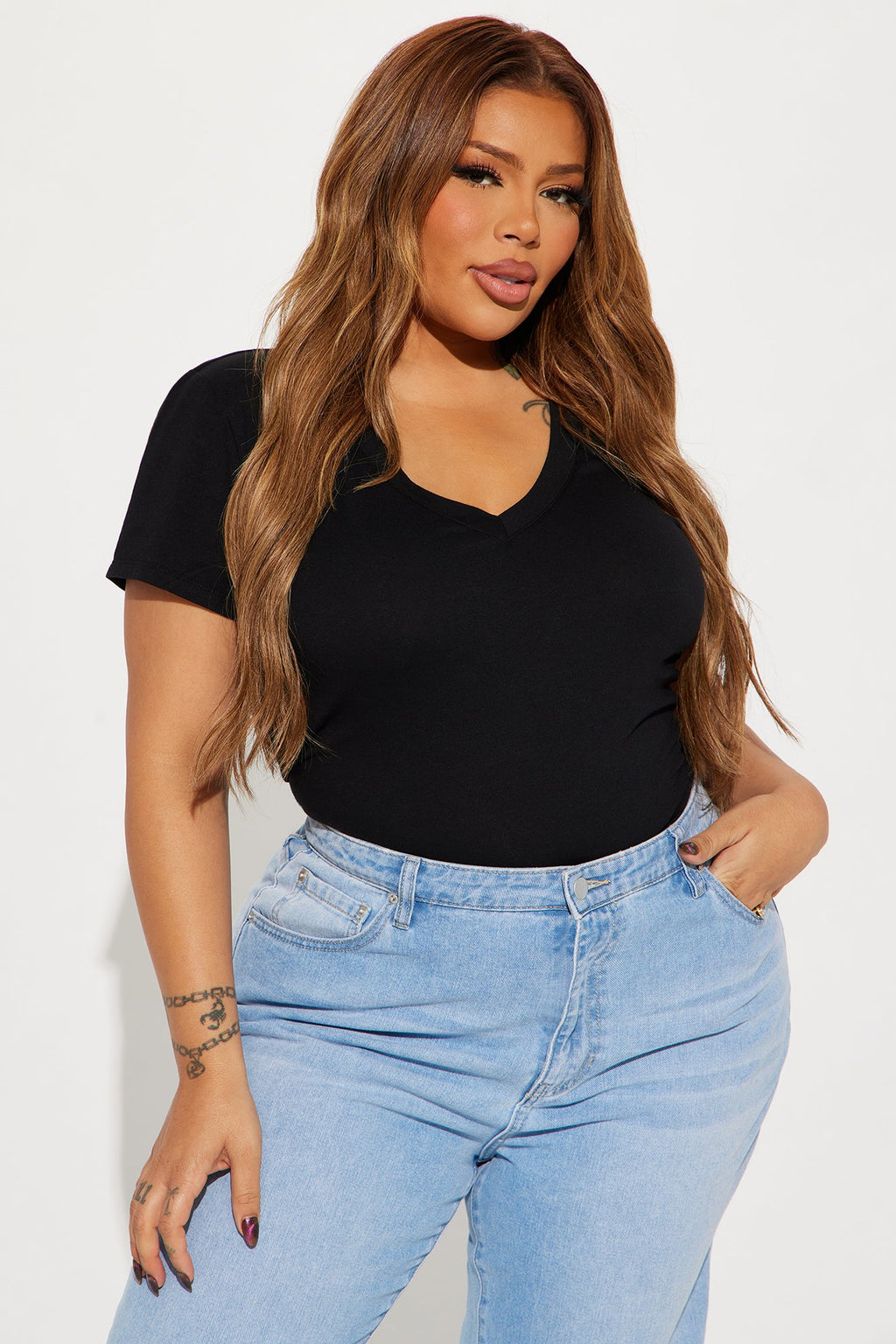 Ashley V-Neck Top - Black