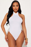 Bitter Sweet Ribbed Halter Bodysuit - White