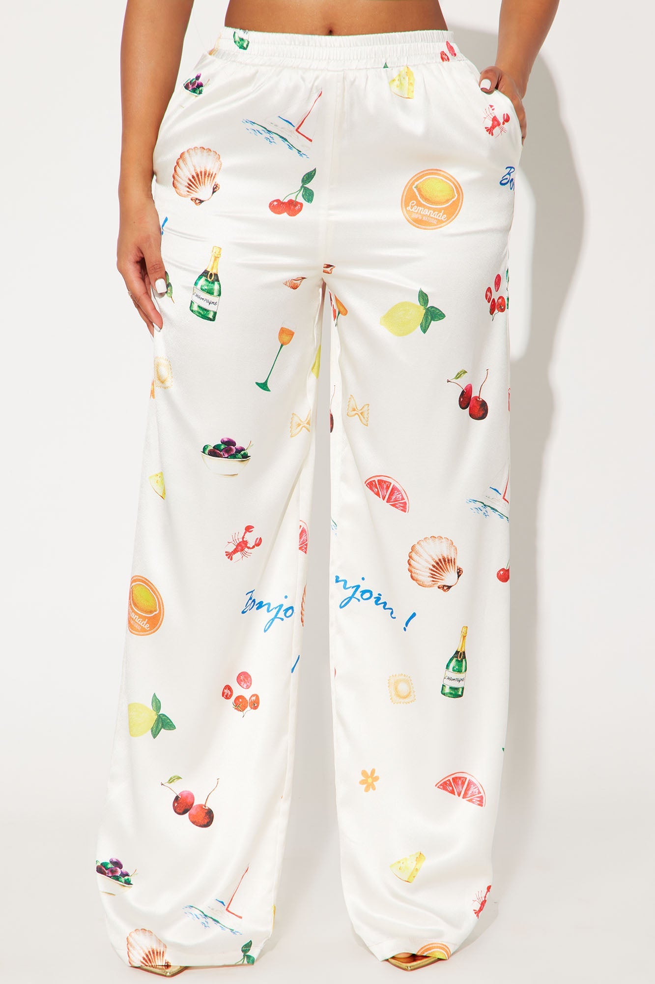 Coastal Getaway Wide Leg Trouser Pants - Cream