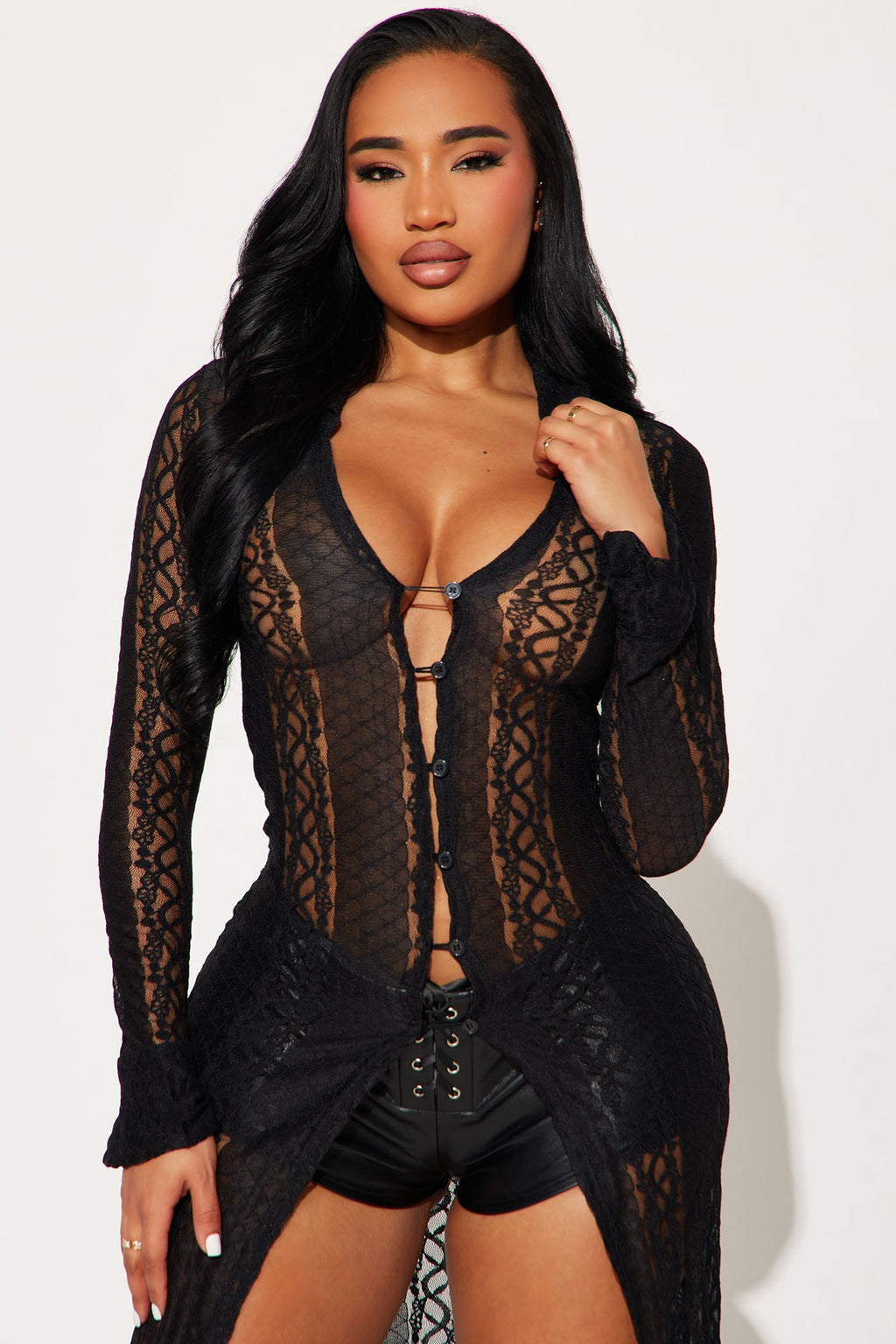 Aisha Lace Duster - Black