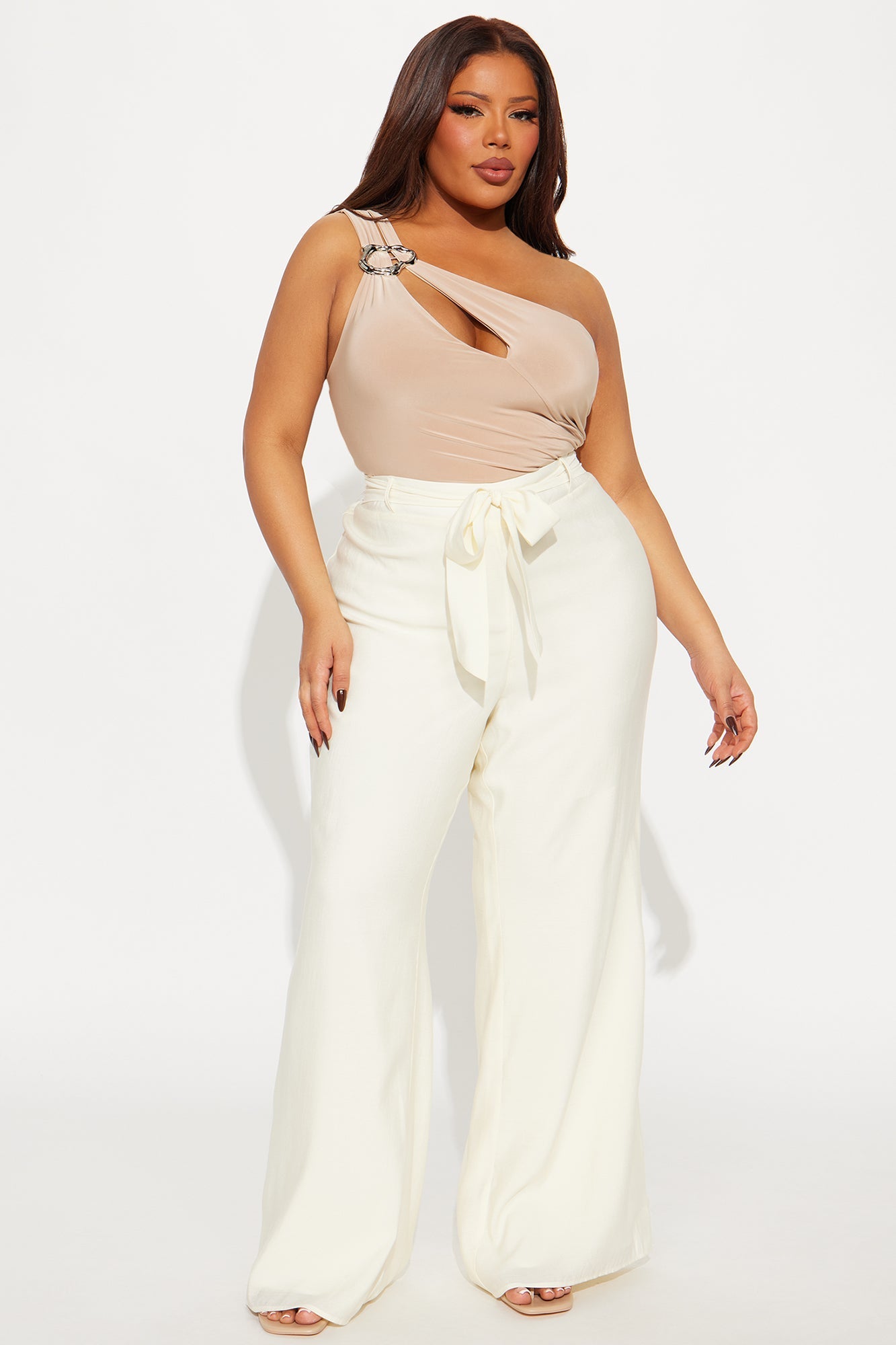 Ember One Shoulder Ruched Bodysuit - Taupe
