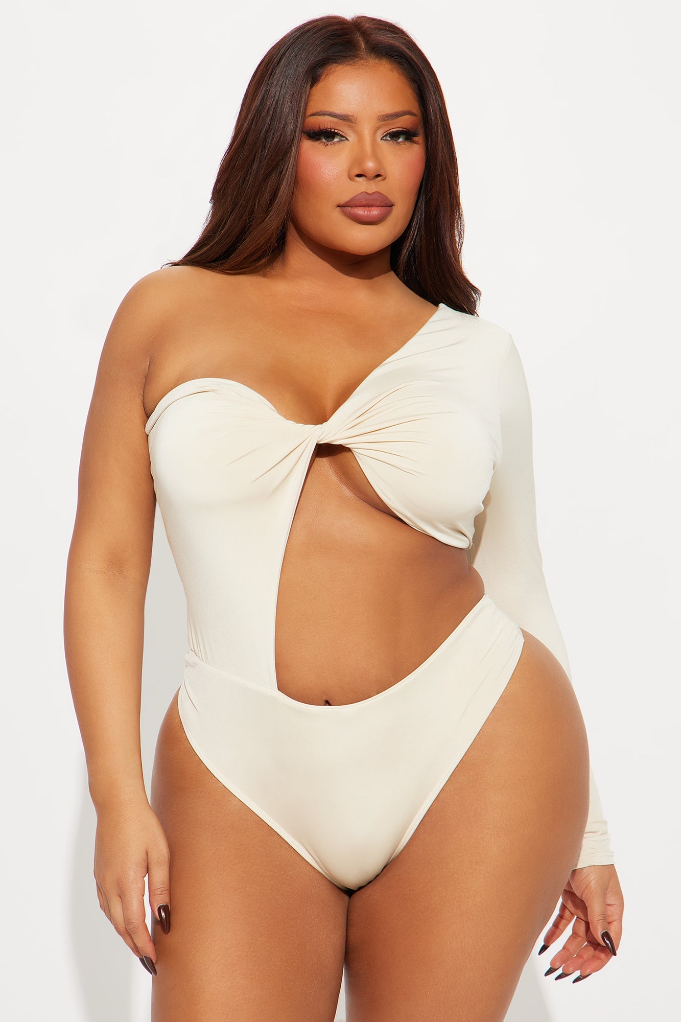 Lets Get Lost One Shoulder Bodysuit - Nude
