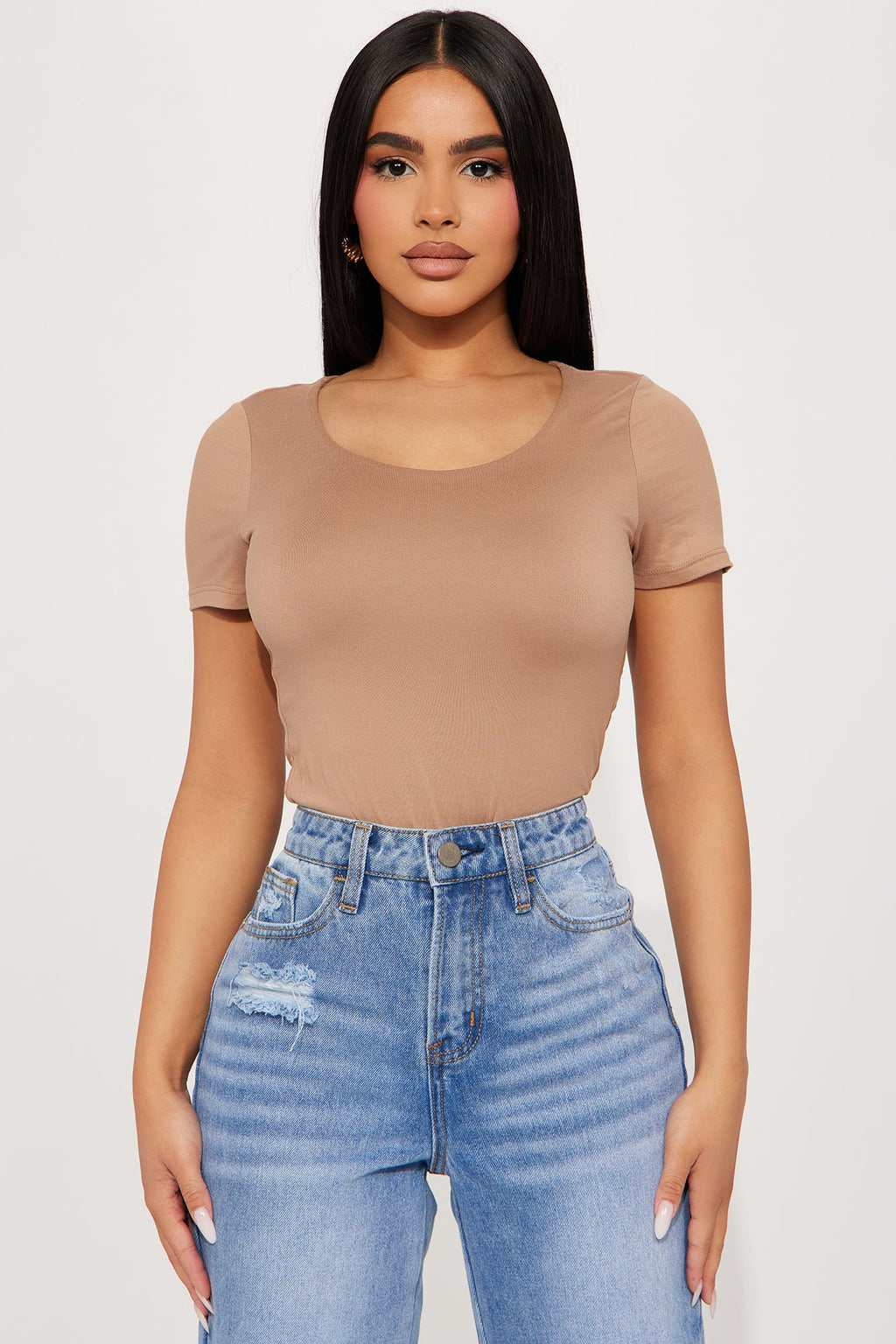 Kayla Double Lined Top - Taupe