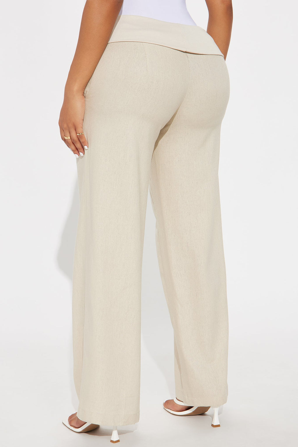 Shaina Foldover Waistband Linen Pant - Khaki