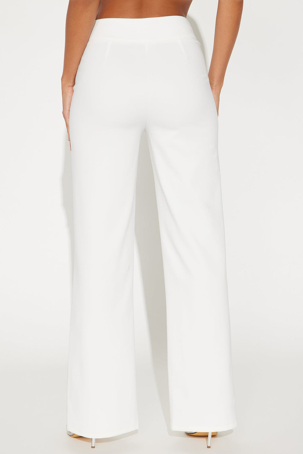 Kayla Split Hem Wide Leg Crepe Trouser - Off White